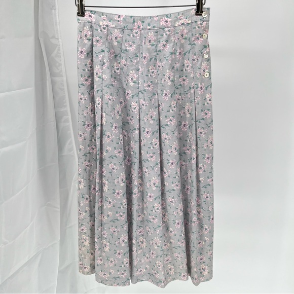 Laura Ashley Dresses & Skirts - Laura Ashley Womens Floral Skirt Size 10 Linen Cotton Blend Vintage Midi